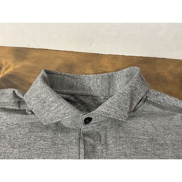 Lululemon Men’s Size 2XL Heathered Gray Polo Short Sleeve Shirt - Picture 3 of 10
